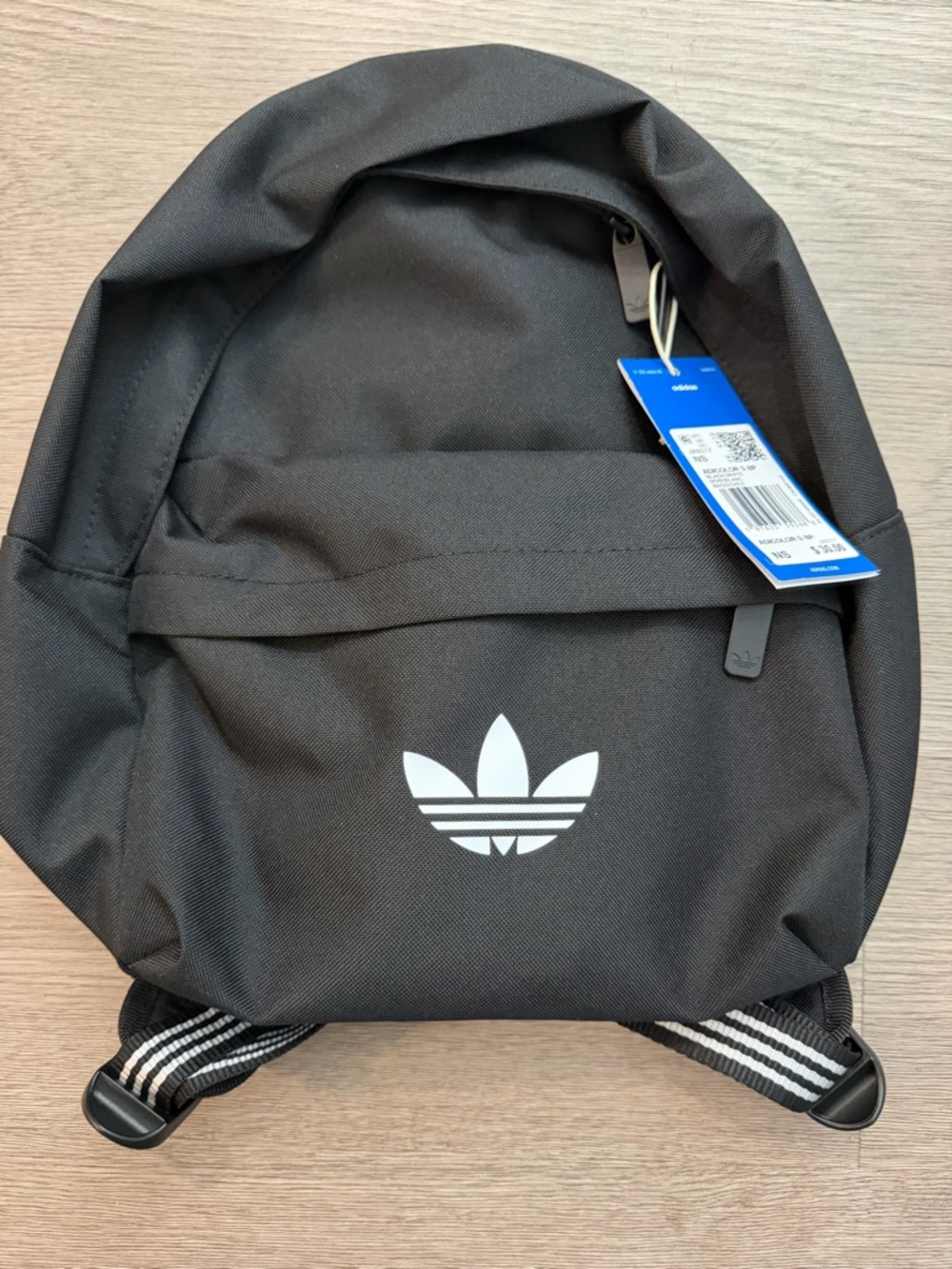 adidas Black Mini Backpack with White Trefoil